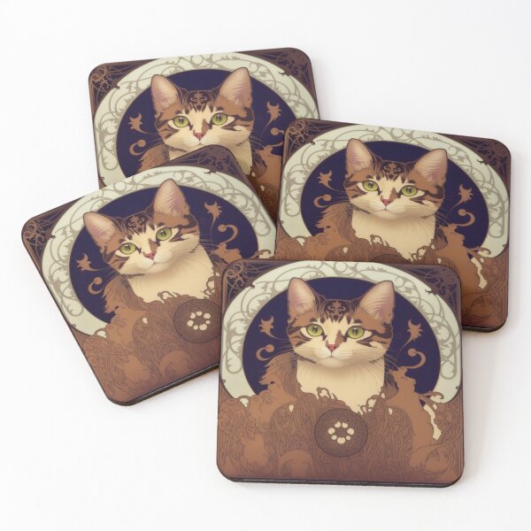 Item preview, Classic Art Nouveau Calico Cat  designed and sold by catsplaysports.