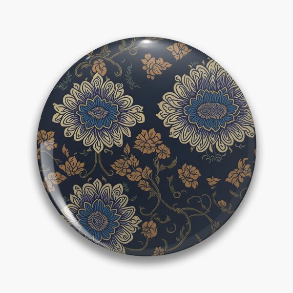 Artikelvorschau, Abstraktes Blumenmuster, nahtloses Design, marineblau, schwarz und golden floral. entworfen und verkauft von athurbubble.
