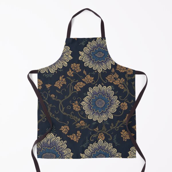 Artikelvorschau, Abstraktes Blumenmuster, nahtloses Design, marineblau, schwarz und golden floral. entworfen und verkauft von athurbubble.