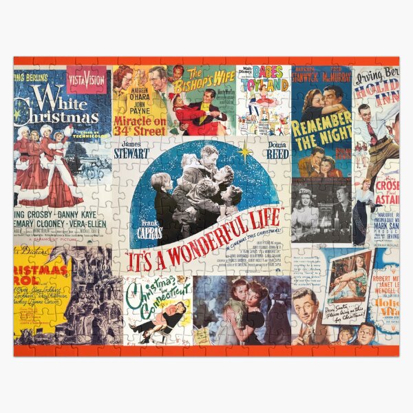 Artikel-Vorschau von Klassische Weihnachtsfilme: Retro-Grußkarten, Puzzle für klassische Filmfans von „It's a Wonderful Life“, „White Christmas“ und mehr, designt und verkauft von Reel Old Movies.