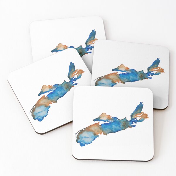 Item preview, Nova Scotia, watercolor painting, blue and orange designed and sold by JewelsNova.