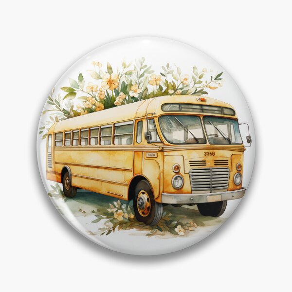 Item preview, Watercolor floral school bus. designed and sold by PawsandPages.