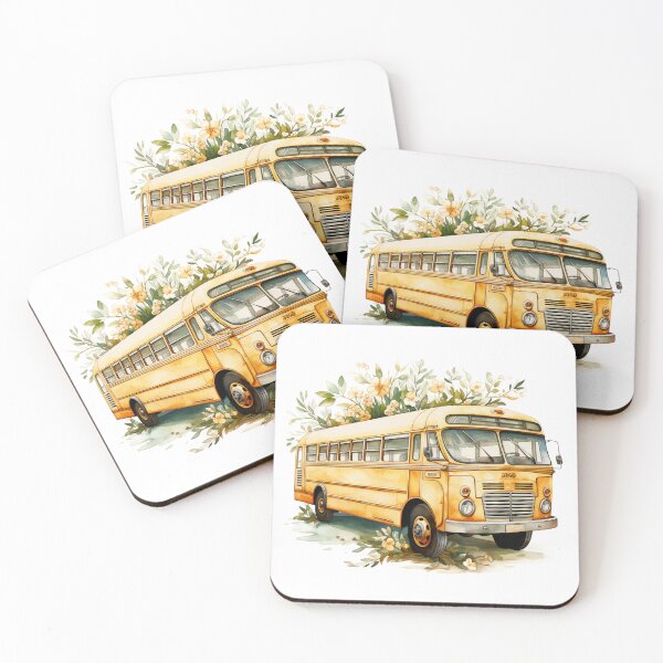 Item preview, Watercolor floral school bus. designed and sold by PawsandPages.