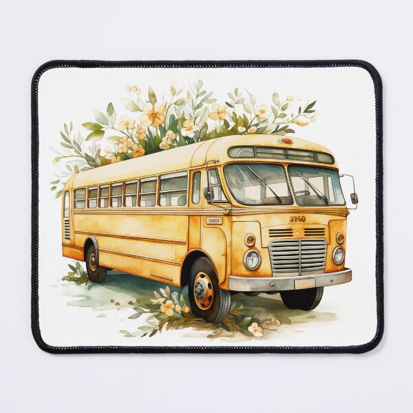 Item preview, Watercolor floral school bus. designed and sold by PawsandPages.