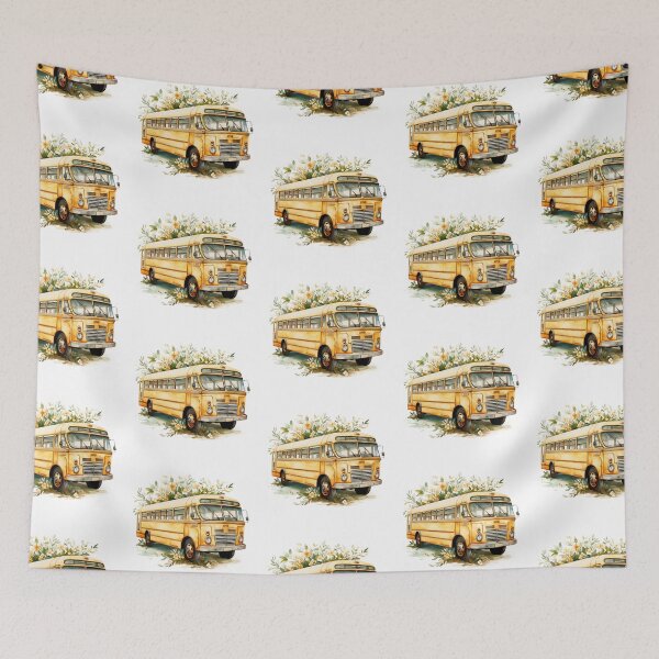Item preview, Watercolor floral school bus. designed and sold by PawsandPages.