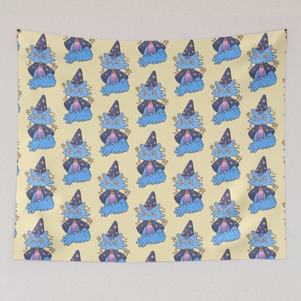 Item preview, Magical blue kitty with sorcerer's cap and cape designed and sold by lizdejupiter.