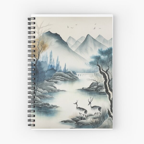 Item preview, "Mountainous Vistas: Traditional Chinese Landscape with Deer in Pine" designed and sold by WhiteWolfe0127.