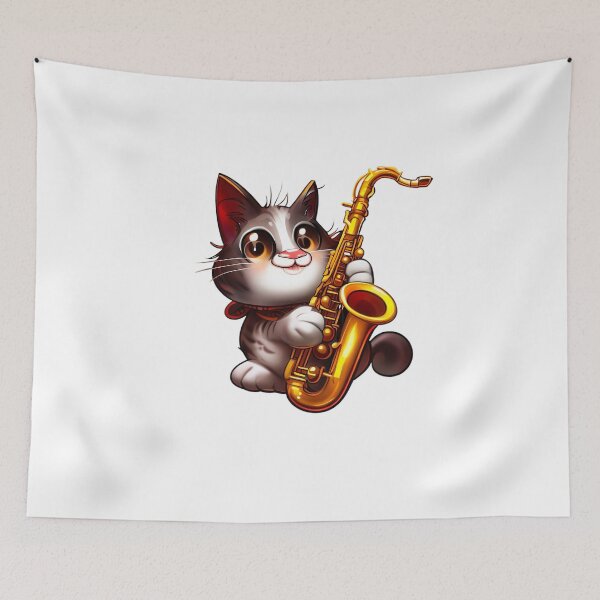Item preview, Cat Saxophone Musical Feline Art designed and sold by Pixel4Art.