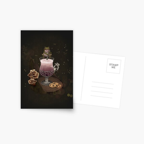 Fantasy Boba Tea and Frog Postcard