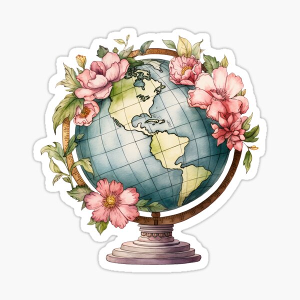 Item preview, Back to school floral globe designed and sold by PawsandPages.