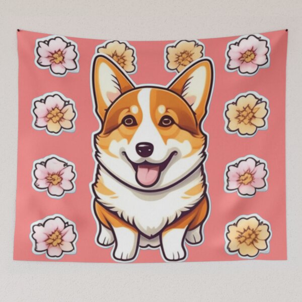 Artikelvorschau, Niedlicher Corgi mit Blumenmuster entworfen und verkauft von Roxburylane.