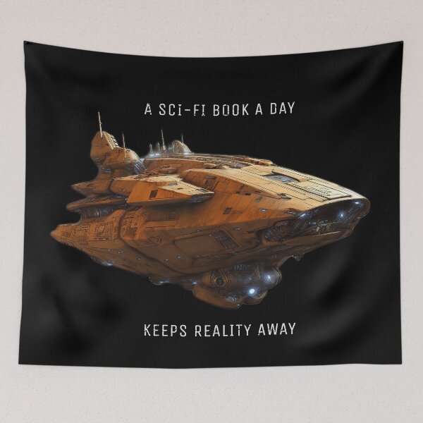 Item preview, Scifi Book A Day Keeps Reality Away designed and sold by jenmountainen.