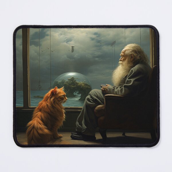 Item preview, Silent Watch: The old man and the orange AI cat designed and sold by midmonty.