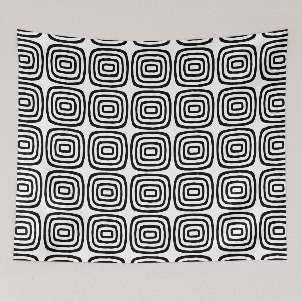 Item preview, Mid Century Modern Atomic Rings Pattern 322 Black and White designed and sold by tonymagnerart.
