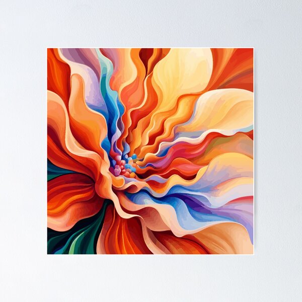 Item preview, Red Orange Abstract Liquid Swirl Flower designed and sold by Vicky Brago-Mitchell®.