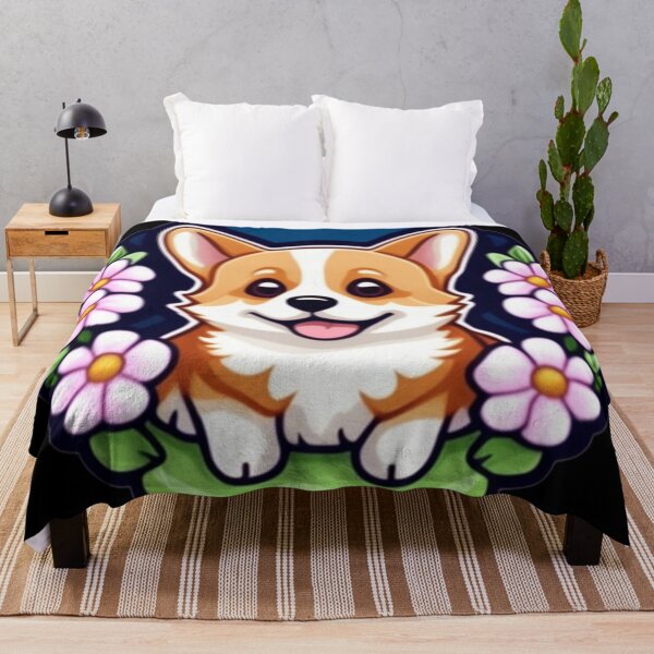 Artikelvorschau, Baby-Corgi mit Blumenmuster entworfen und verkauft von Roxburylane.