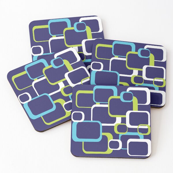 Item preview, Green White and Light Blue Retro Squares Pattern Blue Background designed and sold by ValeriesGallery.
