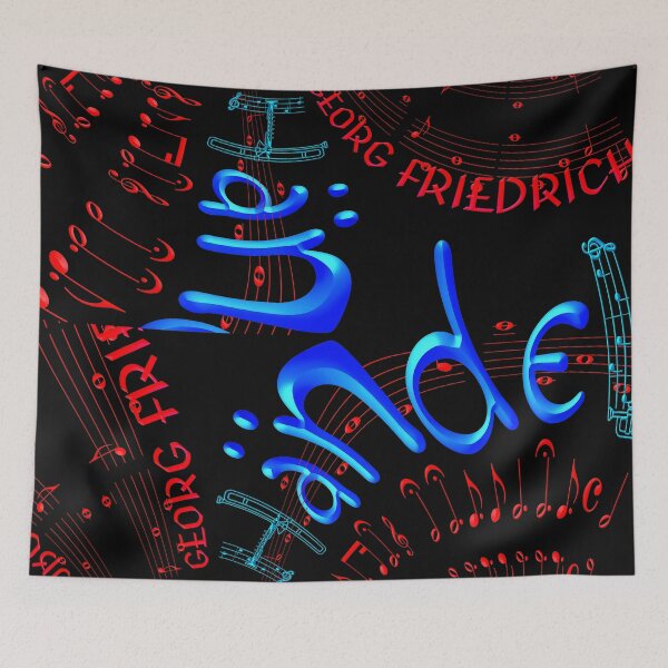 Item preview, FUNNY GEORG FRIEDRICH HANDEL BLUE PINK MUSIC NOTES PATCHWORK CALLIGRAPHY - LIMITED EDITION designed and sold by Ralek.