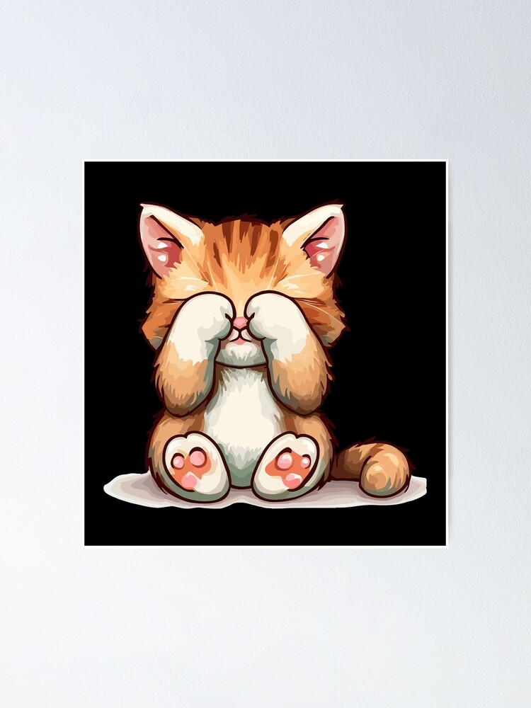 A kitten playing peekaboo with its paws covering its eyes