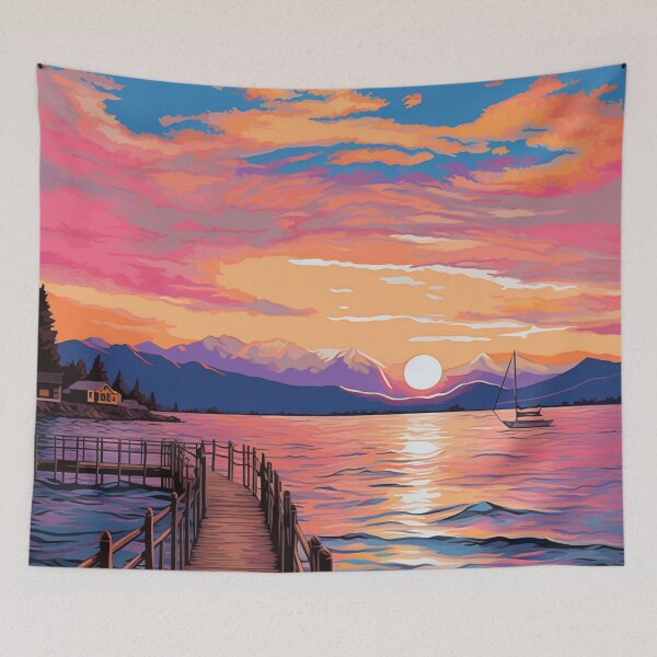 Item preview, A Pop Art Travel Print of Lake Constance (Bodensee) - Germany designed and sold by StudioRedKoala.