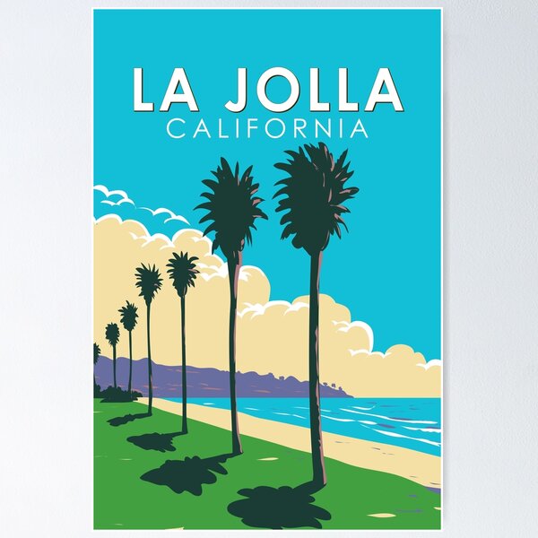 Aperçu de l'œuvre La Jolla Californie Voyage Art vintage créée et vendue par KrisSidDesigns.