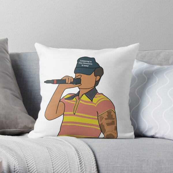 Harry Listening to One Direction Throw Pillow for Sale by