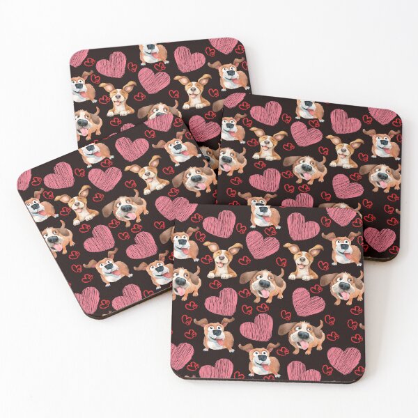 Item preview, Dog Print Pattern - Hearts and Dogs designed and sold by Wolfheartart.