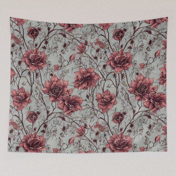 Artikelvorschau, Purpurrotes Blumenmuster entworfen und verkauft von Poetic Patterns Studio.