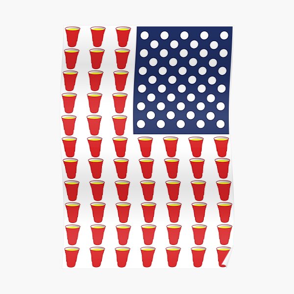 Beer Pong USA Flag Poster