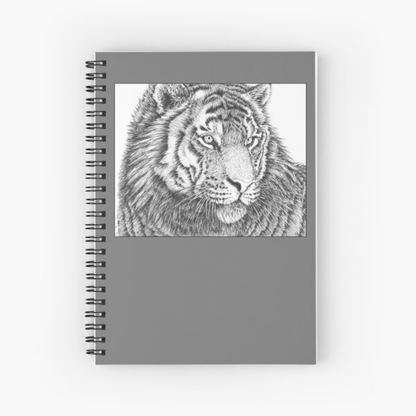 Tiger Pen Drawing Spiral Notebook