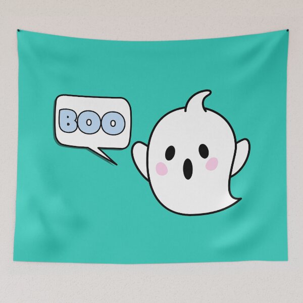 Item preview, Cute Ghost Says Boo Halloween Teal Green designed and sold by Sunshine-Dreams.