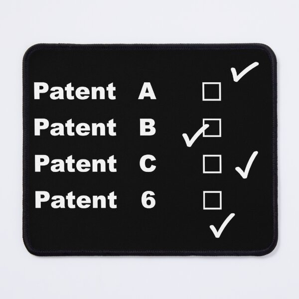 Item preview, Patents A, B, C and 6 in white designed and sold by RosArt100.