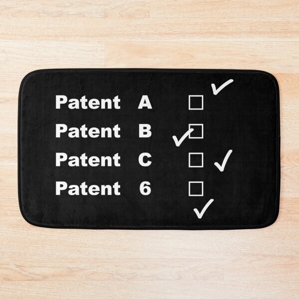 Item preview, Patents A, B, C and 6 in white designed and sold by RosArt100.