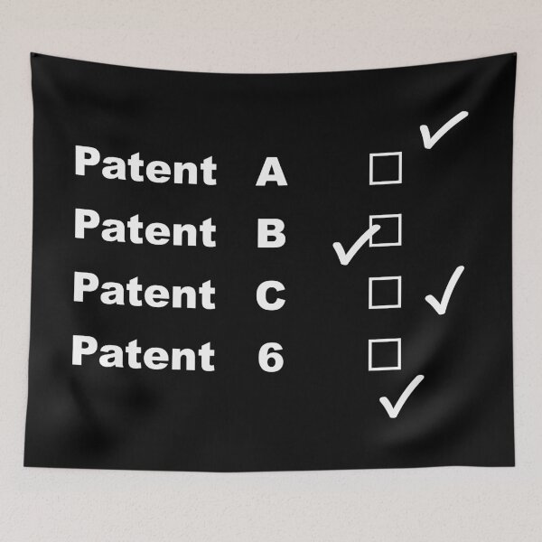 Item preview, Patents A, B, C and 6 in white designed and sold by RosArt100.