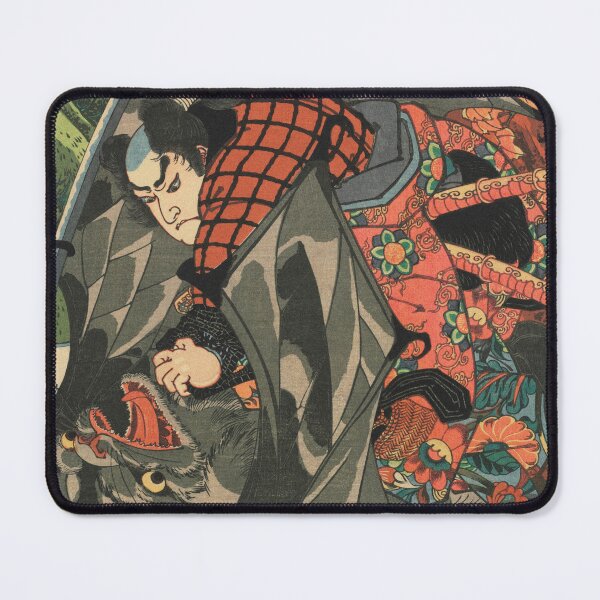 Item preview, Samurai VS Monstrous Bat - Vintage Japanese Ukiyo-e Woodblock designed and sold by VintageSpaceArt.