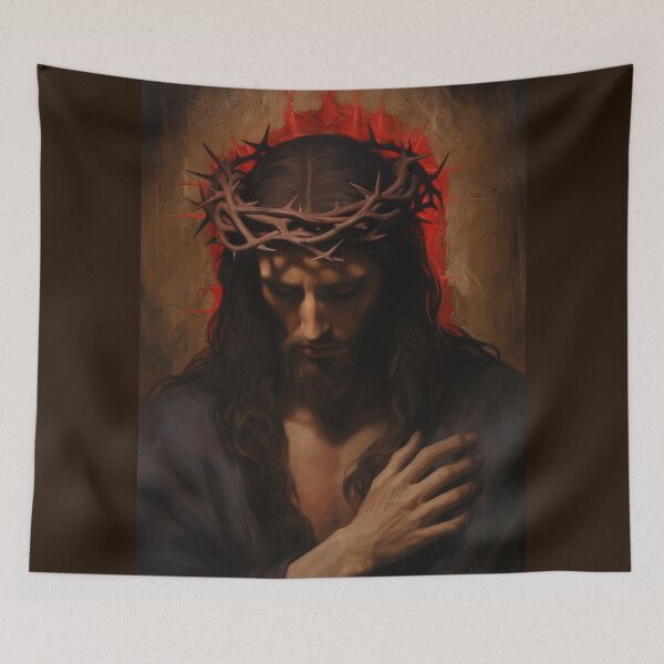 Item preview, Jesus with Crown of Thorns Oil Painting Wall Art designed and sold by AIPICCRAFT.