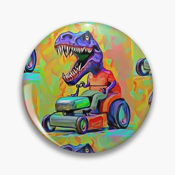 Item preview, Funny T-rex Dinosaur Riding Lawn Mower Cubism Art designed and sold by Nature's Fancy.