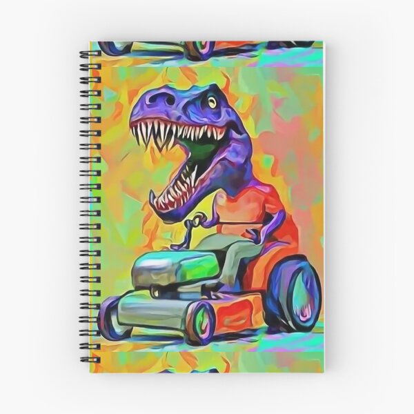 Item preview, Funny T-rex Dinosaur Riding Lawn Mower Cubism Art designed and sold by Nature's Fancy.