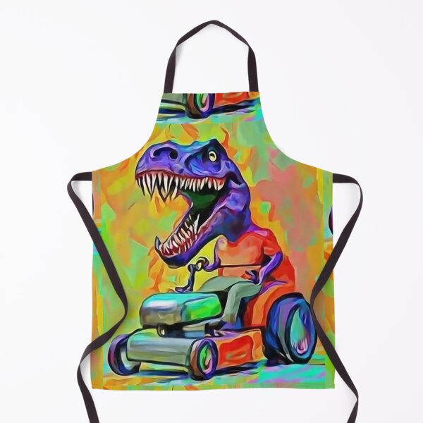Item preview, Funny T-rex Dinosaur Riding Lawn Mower Cubism Art designed and sold by Nature's Fancy.