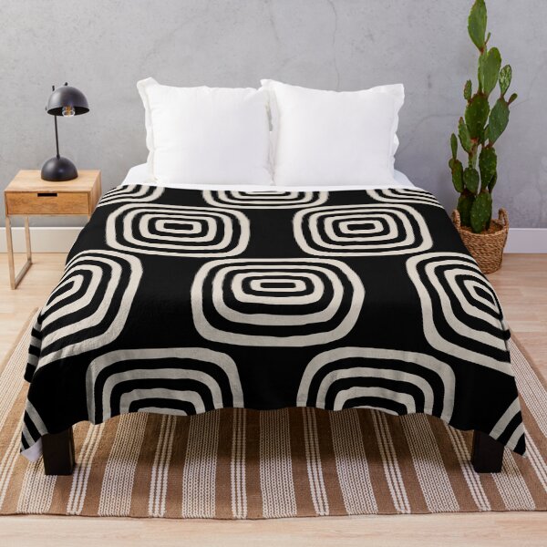 Item preview, Mid Century Modern Atomic Rings Pattern 239 Black and Linen White designed and sold by tonymagnerart.