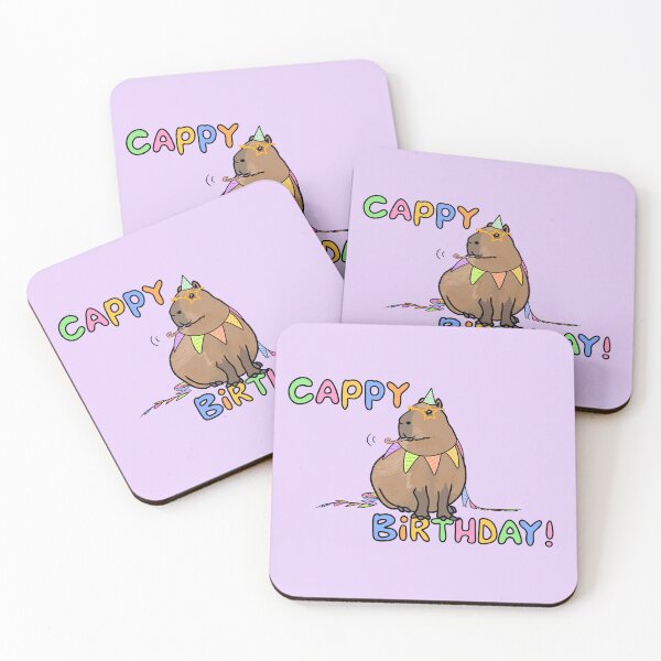 Item preview, Capybara Cappy Happy Birthday card (lilac/purple) designed and sold by EmiliaMoscovich.