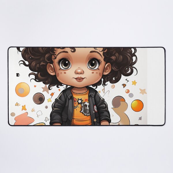 Item preview, Una linda niña rizada de dibujos animados designed and sold by WallWhimsyWorks.