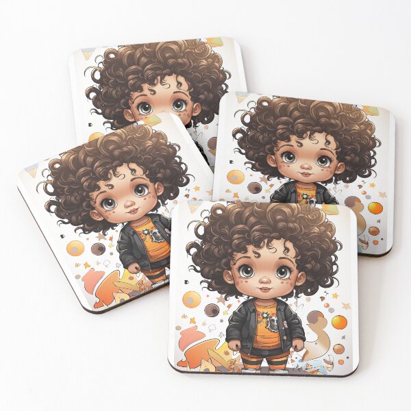 Item preview, Una linda niña rizada de dibujos animados designed and sold by WallWhimsyWorks.