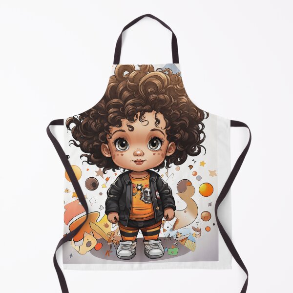 Item preview, Una linda niña rizada de dibujos animados designed and sold by WallWhimsyWorks.