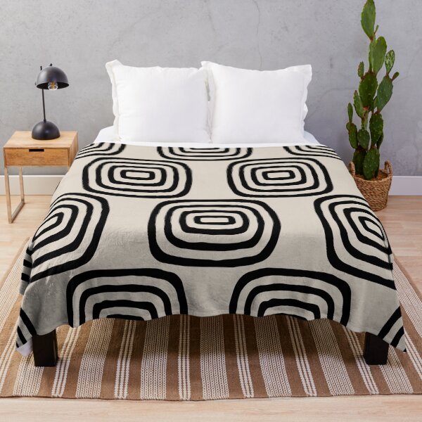 Item preview, Mid Century Modern Atomic Rings Pattern 239 Black and Linen White designed and sold by tonymagnerart.