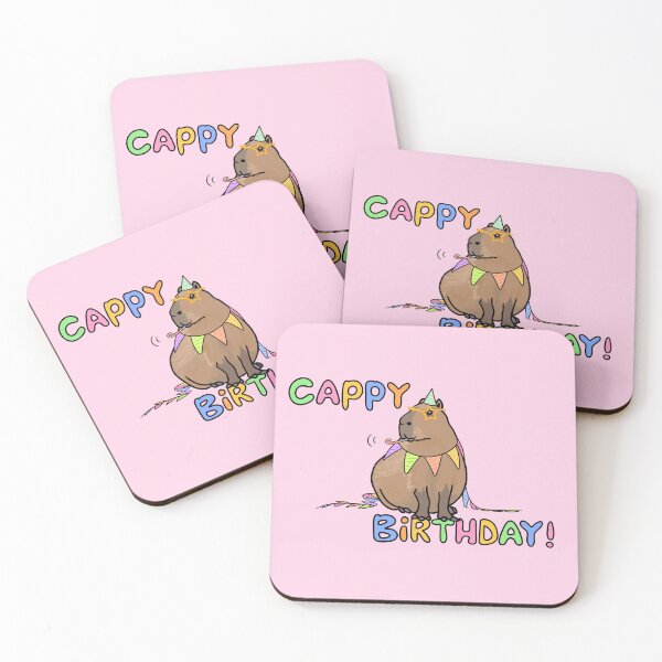 Item preview, Capybara Cappy Happy Birthday card (pink) designed and sold by EmiliaMoscovich.