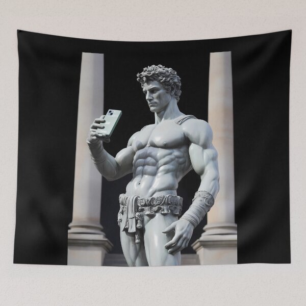 Item preview, Sculpture taking an abs selfie designed and sold by VirtualVibesCo.