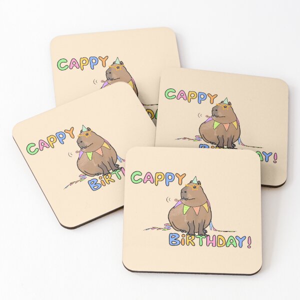 Item preview, Capybara Cappy Happy Birthday card (orange) designed and sold by EmiliaMoscovich.