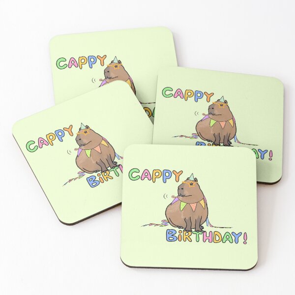 Item preview, Capybara Cappy Happy Birthday card (green) designed and sold by EmiliaMoscovich.