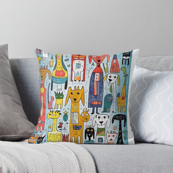 Item preview, A group of colorful funny dogs designed and sold by WallWhimsyWorks.